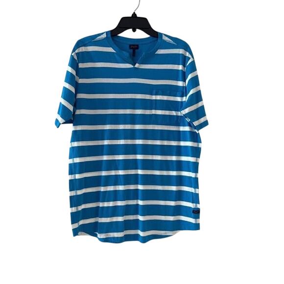 Good Man Brand Striped Cotton Pocket Tee Blue White Short Sleeve L casual - Picture 3 of 6